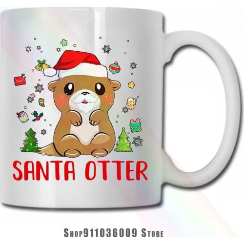 Santa Otter Christmas mug cup tazas