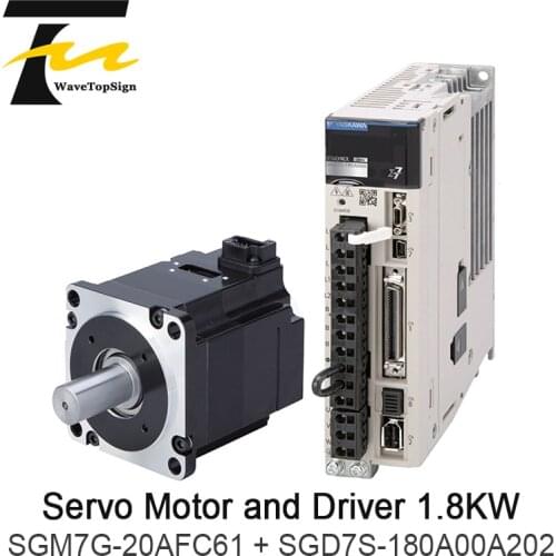 YASKAWA Servo Motor 1.8KW SGM7G-20AFC61 and Driver SGD7S-180A00A202 + Connection Cable 5Meter