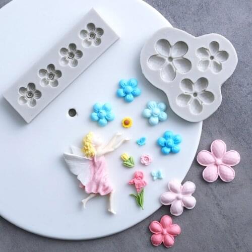 Flower & Flower Fairy Silicone Mold Fondant Mould Cake Decorating Tools Chocolate Gumpaste Mold, Sugarcraft, Kitchen Accessories