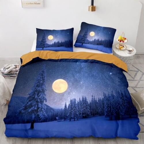 Space Galaxy Aurora Sunset Glow Bedding Set Single Twin Full Queen King Size Sky Stars Moon Bed Set Childrens Kid Duvetcover 13
