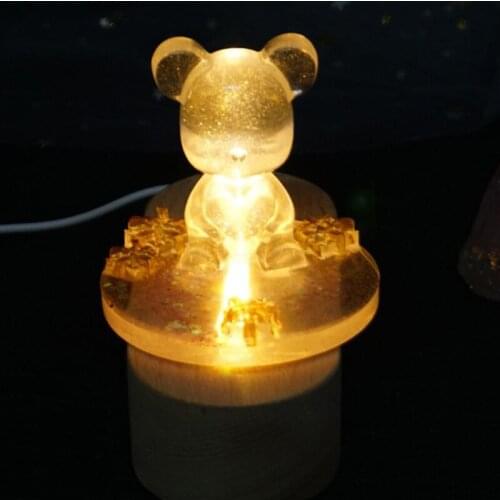 YYSD LED Night Light Wooden Square Base Holder Display Stand for Crystals Glass Ball