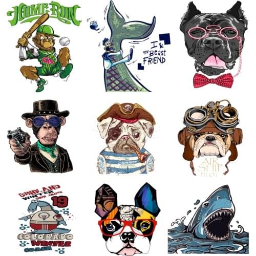 Iron on Transfer for Clothing Thermoadhesive Patches Stickers Diy Stripe Rock Animal Pvc Patch Punk Thermotransfer for Clothes I
