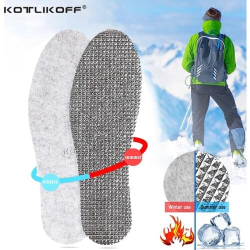 Felt Aluminum Foil Insoles Winter Warm Summer Cool Comfortable Deodorant Insert Soles Wool heating Keep warm Shoe Pads