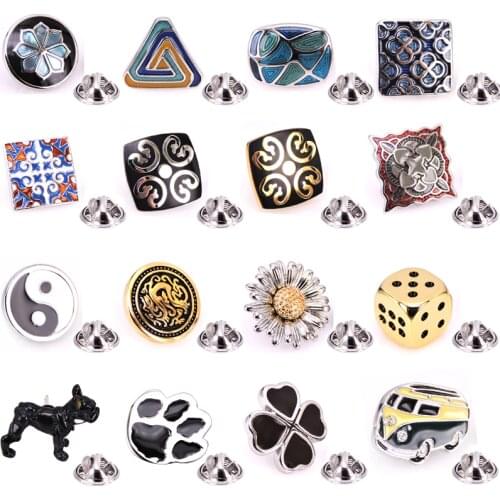 High quality hat clothing leather bag shirt Brooch fashion blue retro pattern Brooch couple wedding dress LAPEL BADGE PIN gift