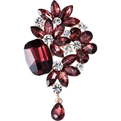 WEIMANJINGDIAN New Arrival Purple or Blue Crystal Plant Vintage Brooch Pins Jewelry Accessories