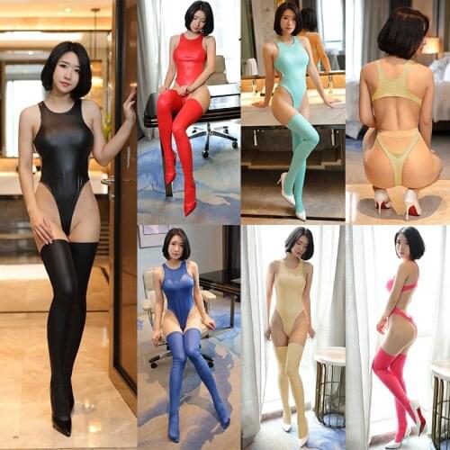 Faux Leather Bodysuit Set for Women High Elastic V Neck Backless High Cut Sexy Clubwear Candy Multicolor Choice Erotic Lingerie