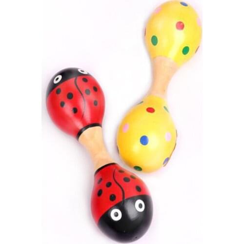 1pc Baby Kid Wooden Ball Toy Double Head Sand Hammer Rattle Musical Instrument Percussion Infant Wooden Educational Toys