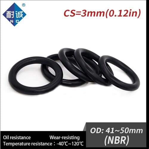10PCS/lot Rubber Black NBR CS3mm OD41/42/43/44/45/46/47/48/50mm O Ring Gasket Oil resistant waterproof