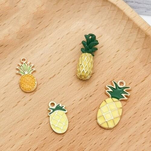 10pcs Pineapple Charms for Earrings Pendants Necklaces Making Fruit Series Cute Three-dimensional Mini Pendant Bracelet Pendant