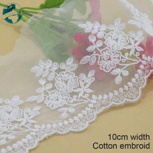 3yards 10cm white lace cotton embroidery lace french lace ribbon fabric guipure diy trims warp knitting sewing Accessories#3713