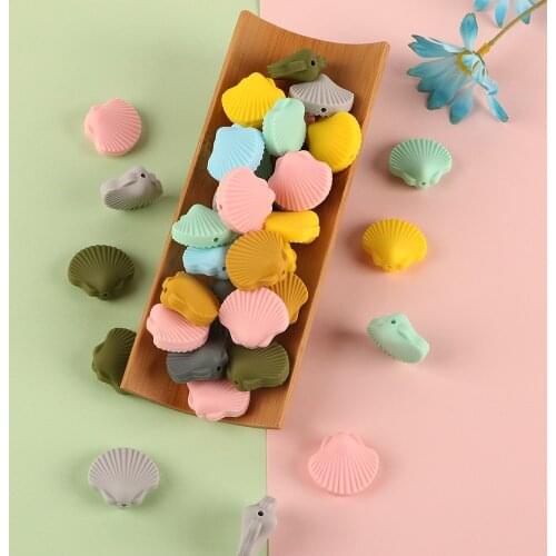 Sunrony 50Pcs Cartoon Shell Shape Silicone Beads Baby Molar Teether Bead DIY Pacifier Chain Jewelry Accessories