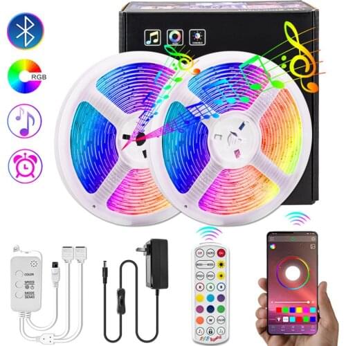 5050 SMD Waterproof Flexible LED Strip Lights 10m 12V Bluetooth APP/Remote Control Music Sync Color Changing RGB LED Lights