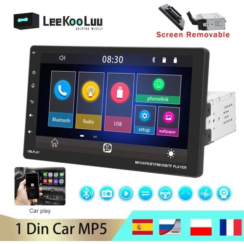 LeeKooLuu 1 din car radio 9" Removable Touch Screen MP5 Player Bluetooth USB AUX Mirrorlink Multimedia 1din Autoradio Stereo