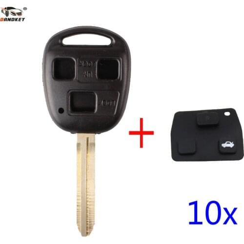 DANDKEY 10x Blank Remote Key Shell For TOYOTA CAMRY RAV4 Corolla PRADO YARIS Dropship3 Button Case Fob With Button Pad