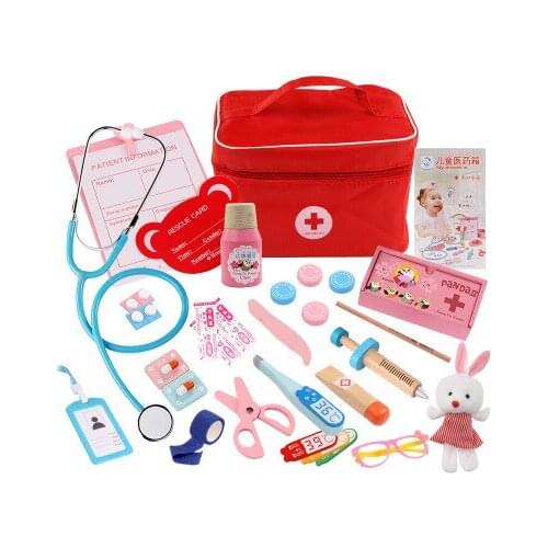 Wooden Pretend Play Doctor Educationa Toys for Children Medical Simulation Medicine Chest Set Toy for Kids Interest Development