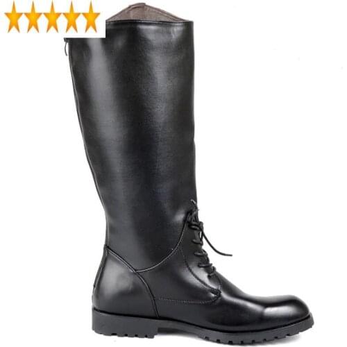 Riding Pointed Toe New Fashion Men PU Leather Lace Up Motorcycle Boots Large Size 10 High Quality Military Boot Shoes