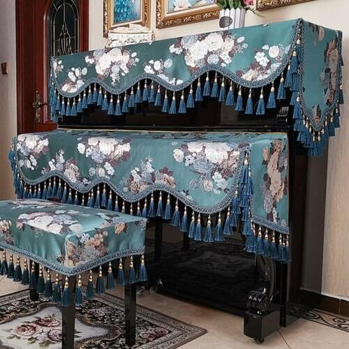 European Jacquard Piano Cover Stool Covers Classical Embroidered Tassel Lace Piano Dustproof Cover Cloth Home Decoration