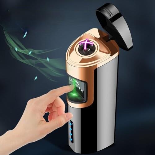 Power Display Laser Induction Double Arc Lighter USB Charging Creative Cigarette Lighter Smoking Accessories Cool Gifts To Men