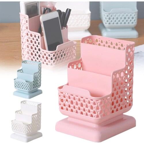 New Creative Multi-function 3 Grids Desktop Storage Box Cosmetic Storage Sub-grid Pen Case Makeup Organizer Desk Holder Shipping