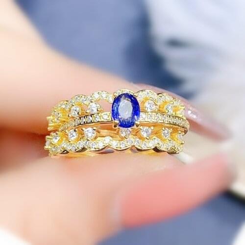 Natural real blue sapphire or ruby luxury ring Per jewelry 925 sterling silver 0.5ct gemstone Three styles to wear J216915