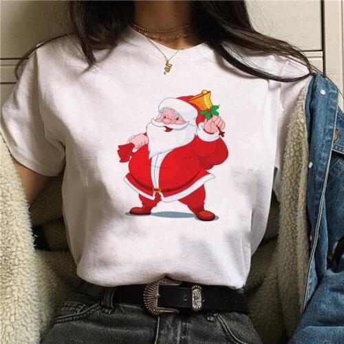 FIXSYS New Kawaii T Shirt Women Fashion Christmas Harajuku Short Sleeve T-shirt White Suitable All Seasons Tshirt Tops Clothes