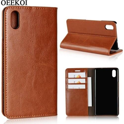 OEEKOI Crazy Horse Genuine Leather Wallet Flip Case for Kyocera Kantan Sumaho 705KC/Urbano V04/Qua phone QZ KYV44/QX KYV42/KYV37