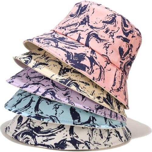 Graffiti Print Cotton Bucket Hat Fisherman Hat Outdoor Travel Hat Sun Cap Hats for Men and Women 144