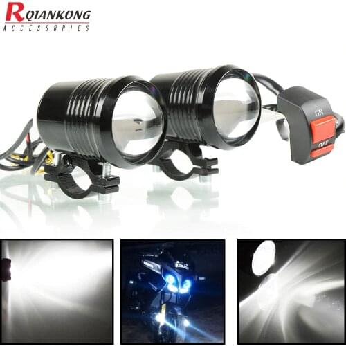 Pair 30W Motorcycle U2LED Driving Headlight Fog Lamp Spot Light For BMW Yamaha Honda Kawasaki Suzuki Benelli Ducati laster light