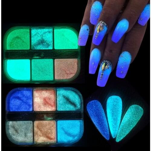 Nail Flash Powder Ins Night Light Sugar Powder Colored Sugar Blue Night Light Sequin Jewelry Dip Powder Art Decorations Nails