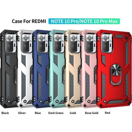 For Redmi Note 10 Pro Max Capa Armor Shockproof Bumper Phone Case For Xiaomi Redmi Note 9T 9 Power Magnetic Holder Stand Cover