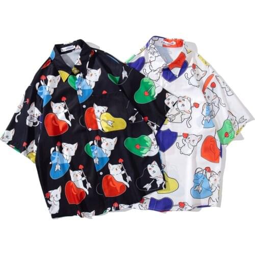 Men Shirt Short Sleeve 2021 Loose Casual Turn Down Collar Floral Shirt Summer Fashion Summer Printed Beach Vintage Hawaiian Tops