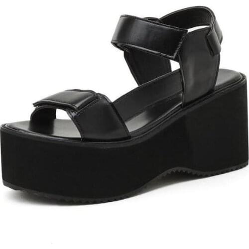 Platform heels Women Sandals 2021 Summer Leather Buckle Thick Bottom Letter Women Beach Sandal Chunky Woman Gothic Shoes