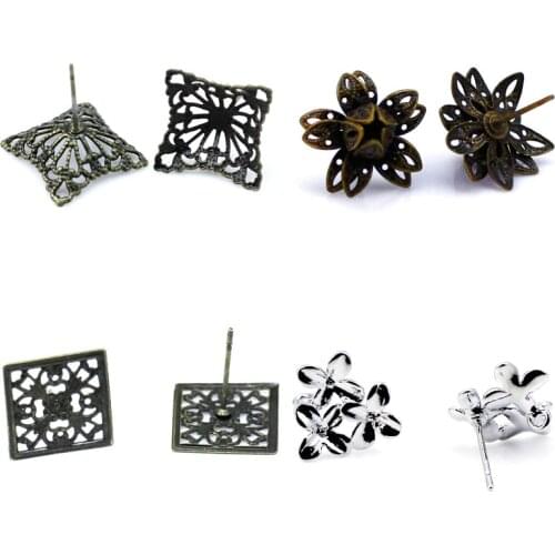 Beadsnice earring stud components DIY jewelry make supplie nice for handmake gift brass flower earrings without ear nut ID32232