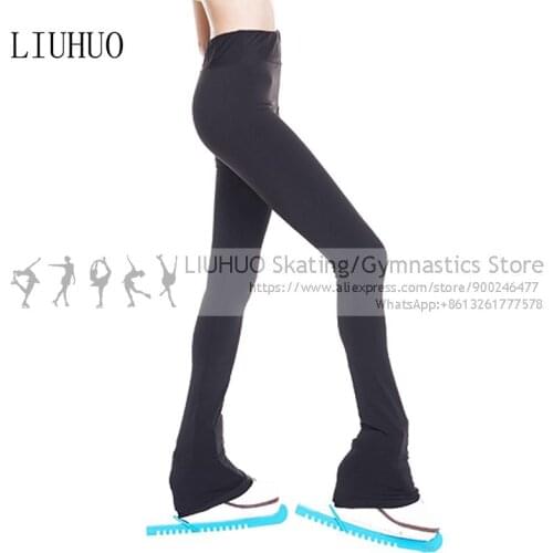 Figure Ice Skating pants Fleece Girls Ice Skating trousers Roller Skater Children Adult Full Black Skating pants solid color