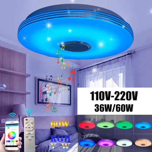 110-220V 36/60W Music Bluetooth Speaker LED Ceiling Lamp RGB Smart Acrylic Ceiling Light Home Bedroom Light + Remote Control