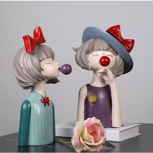 Modern Cute Bubble Girl Resin Decoration Home Livingroom Desktop Figurines Crafts Porch TV Cabinet Table Ornaments Wedding Gifts