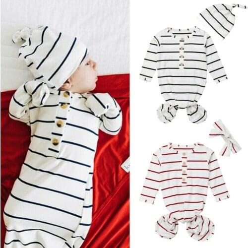 Infant Newborn Baby Striped Crib Sleeping Bag Blanket Pouch Toddler Girls Baby Boy Wrap Swaddle Bathrobe Hats Headband 2Pcs Set