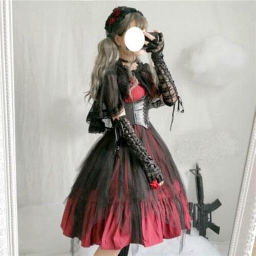 Dark Japanese Gothic Lolita Coak Ruffles Tight Thin Coat Loli Tops Kawaii Lolita Outwear Girls Gift 20200929