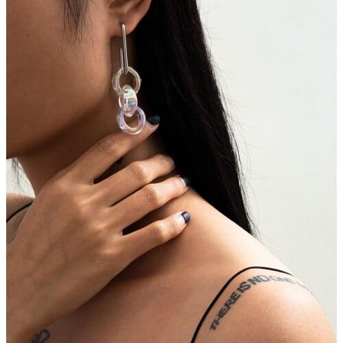 Vintage Metal Acrylic Link Earrings Pendant Womens Korean Fashion Simple Earrings Jewelry Gift Wholesale 2021