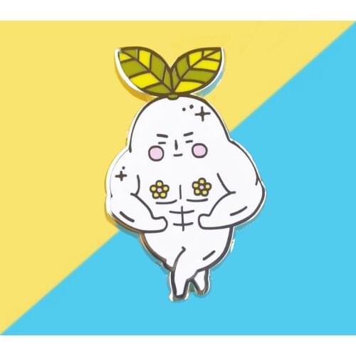 Funny Fitness Muscle Ginseng Hard Enamel Pin Cute Cartoon Herbal Medicine Plant Lapel Badge Brooch Fashion Accessories Unique Gi