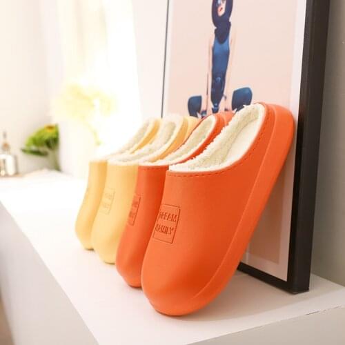 Women Indoor Winter Warm Slipper Waterproof Non-Slip Home Slippers Plush Non-Slips Ladies Soft Slipper Memory Foam Couples Shoe