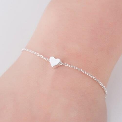 1 Pc Tiny Thick Heart Bracelet Stainless Steel Charm Minimalist Bracelets For Women Girls Kids Love Fashion Jewelry Lucky Gift