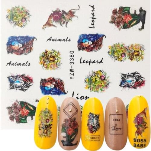 2020 NEW Nail Water Decals Leopard Lion Flower Patterns Mixed Pattern Transfer Sticker Nail Art Decoration DIY Design Tool