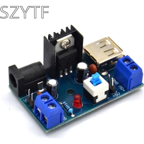 7-15V to 5V power module 9V to 5V 12V to 5V 7805 heat sink with switch