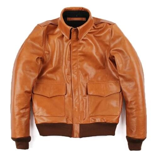 Free shipping,Brand orange men 100% genuine leather Jackets,casual slim classic A2 Oil wax cow leather jacket,quality.sales