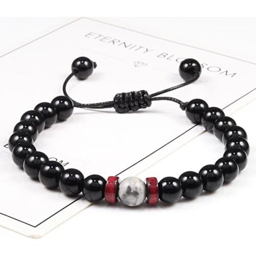 Men Bracelet Black Light Beaded Moonstone Classic Wooden Beads Accessories Charms Natural Stone Bracelets Women Fashion Jewelry