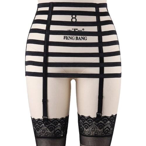 Black Harness Skirt Women Goth Garter Belt Sexy Lingerie Soft Body Harness Cinta Liga Bondage Stockings Leg Harness Garter