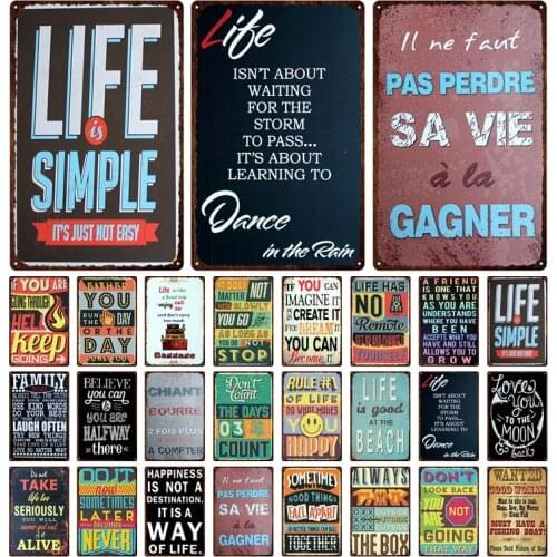 Home Rule Vintage Metal Stickers Tin Plaque Retro Tin Signs Love Family Happy Life Sign Poster Plate Bar House Wall Decor