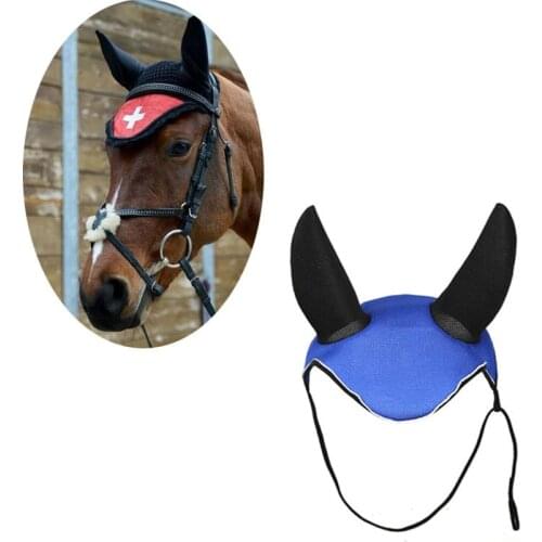 New Sale Horse Riding Breathable Meshed Horse Ear Cover Equestrian Horse Equipment Fly Mask Bonnet Net Ear Maks Protector 2021