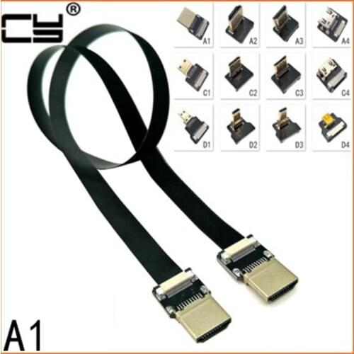 FPV Micro HDMI Mini HDMI 90 degree Adapter 5cm-100cm FPC Ribbon Flat HDMI Cable Pitch 20pin Plug Connector